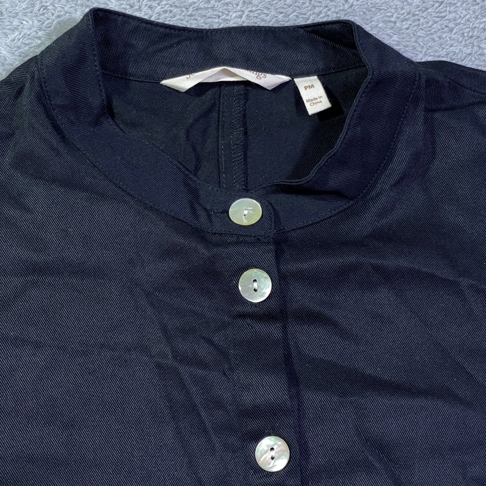 Soft Surroundings Black Tencel Lyocell Button Front Tunic Shirt PM